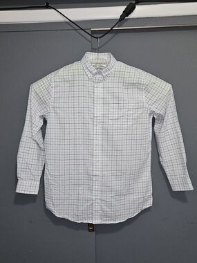 Irvine Park Mens White Check Dress Shirt - Classic Long Sleeve